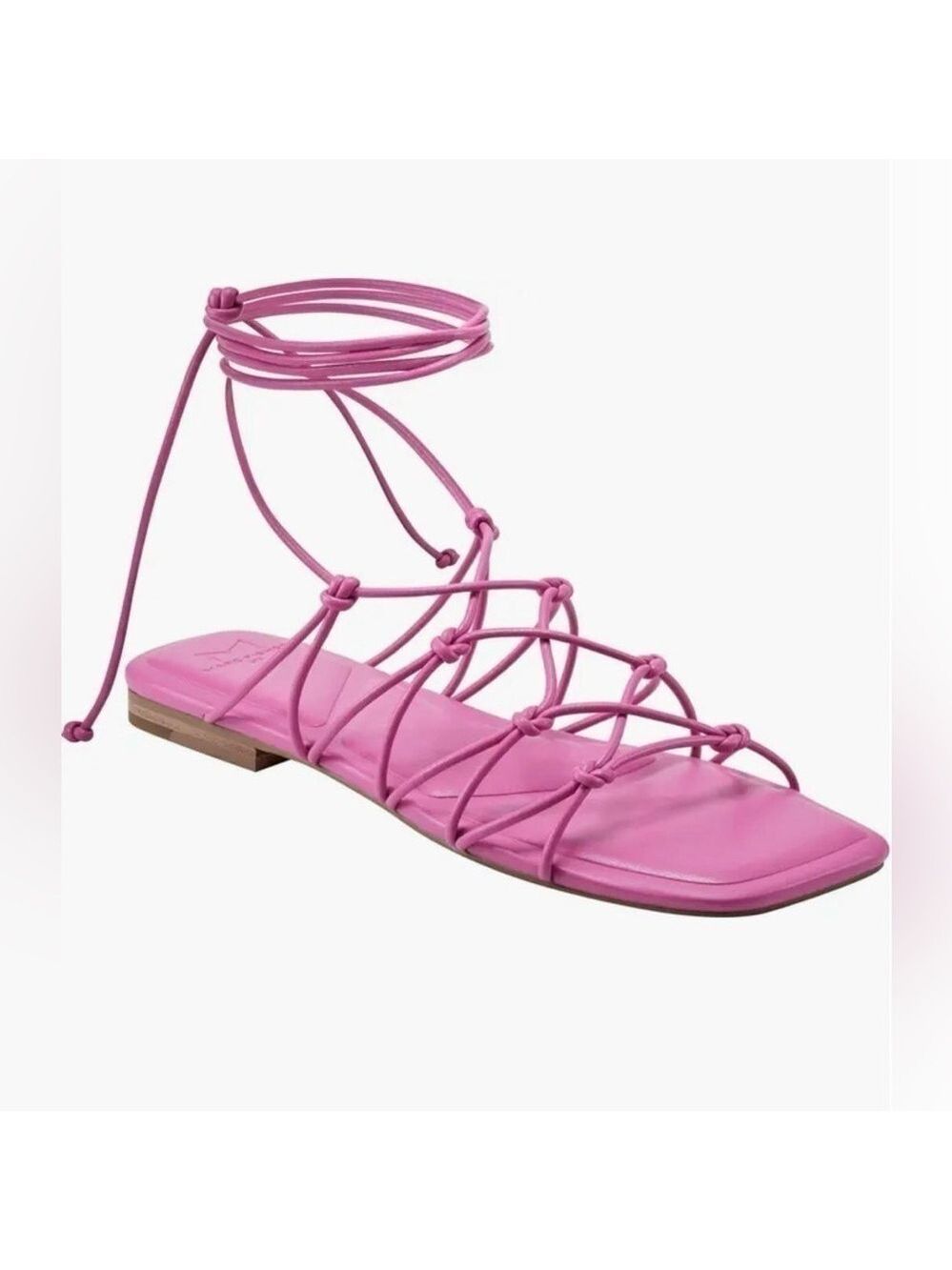 Marc Fisher Monnie Ankle Wrap Leather Pink Flat Sandal - NWT